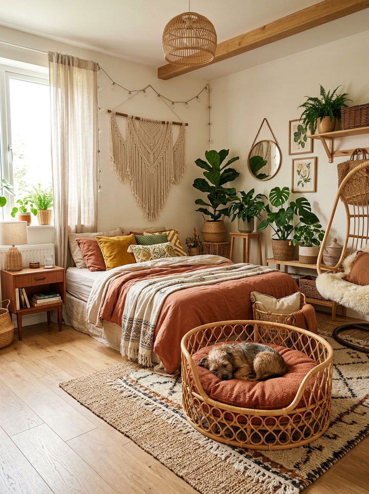 Boho Rattan Dog Bed - 30 dog bed bedroom ideas