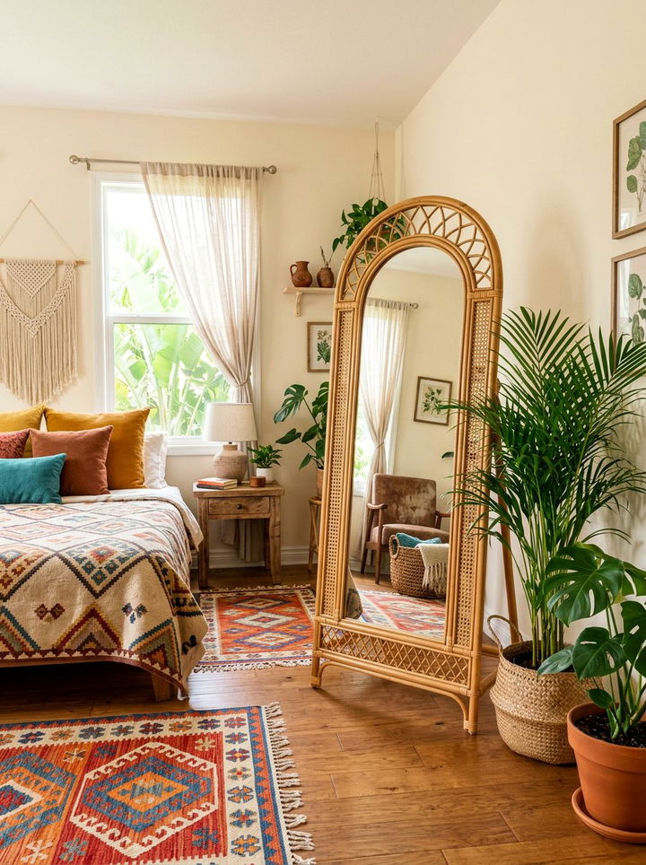 Boho Rattan Full Length Mirror - 30 bedroom full length mirrors