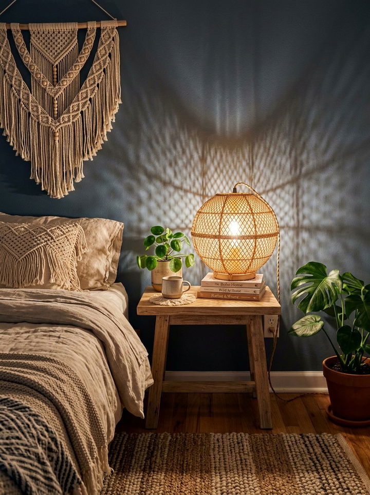 Boho Rattan Globe Light - 30 bedroom globes