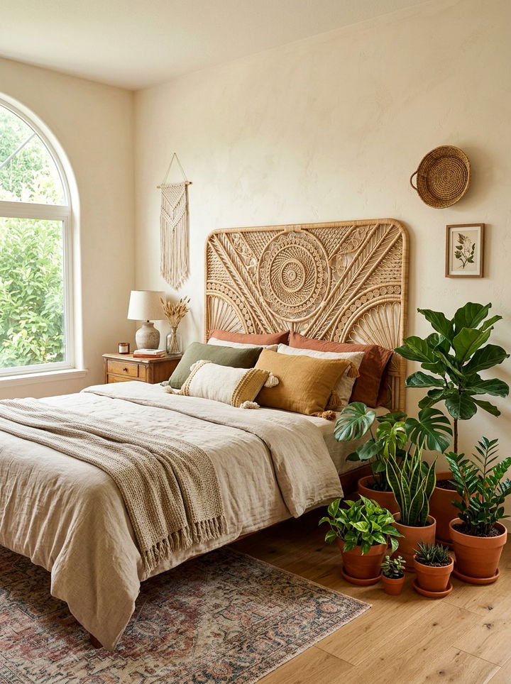 Boho Rattan Headboard - 30 bedroom rattan headboards