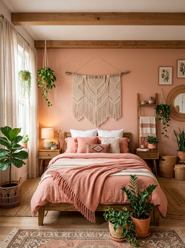 Boho Salmon Pink Bedroom - 30 salmon pink bedroom ideas