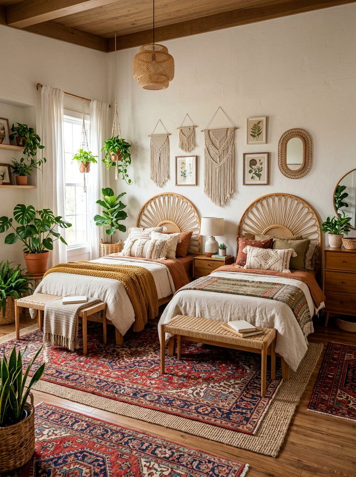 Boho Shared Bedroom - 30 siblings bedroom ideas