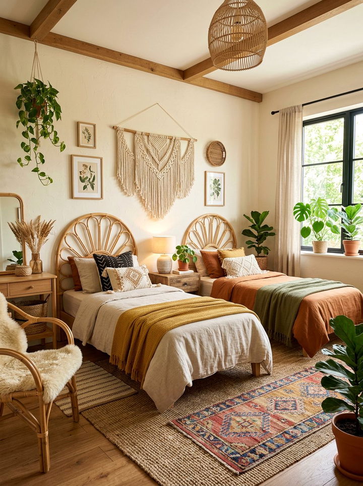 Boho Shared Bedroom - 30 multi-kid bedroom ideas