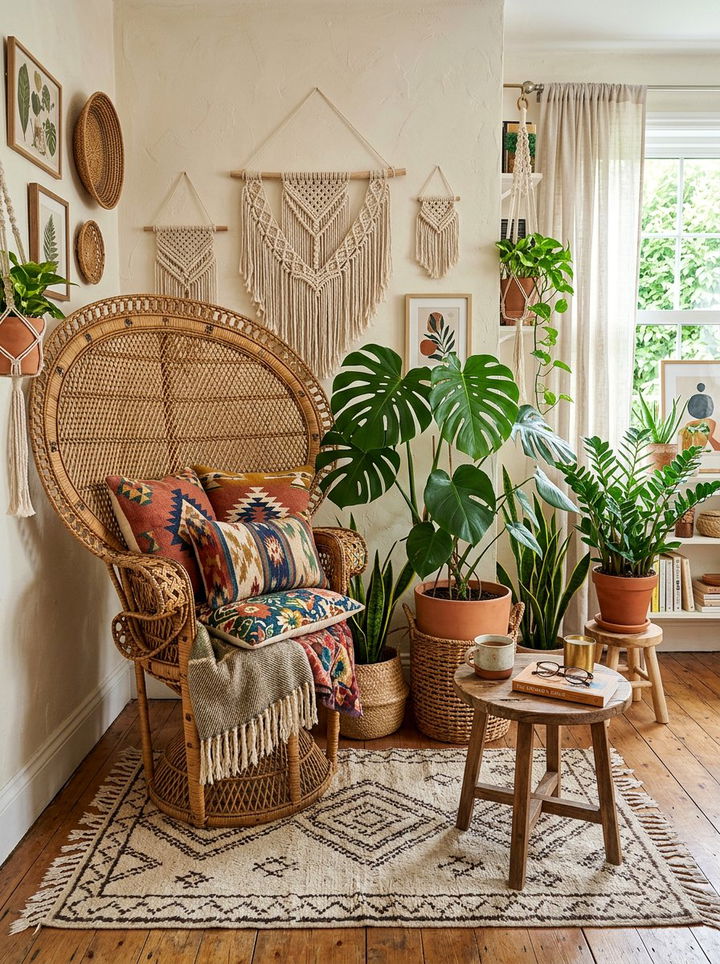 Boho Style Reading Area - 30 bedroom reading nook ideas