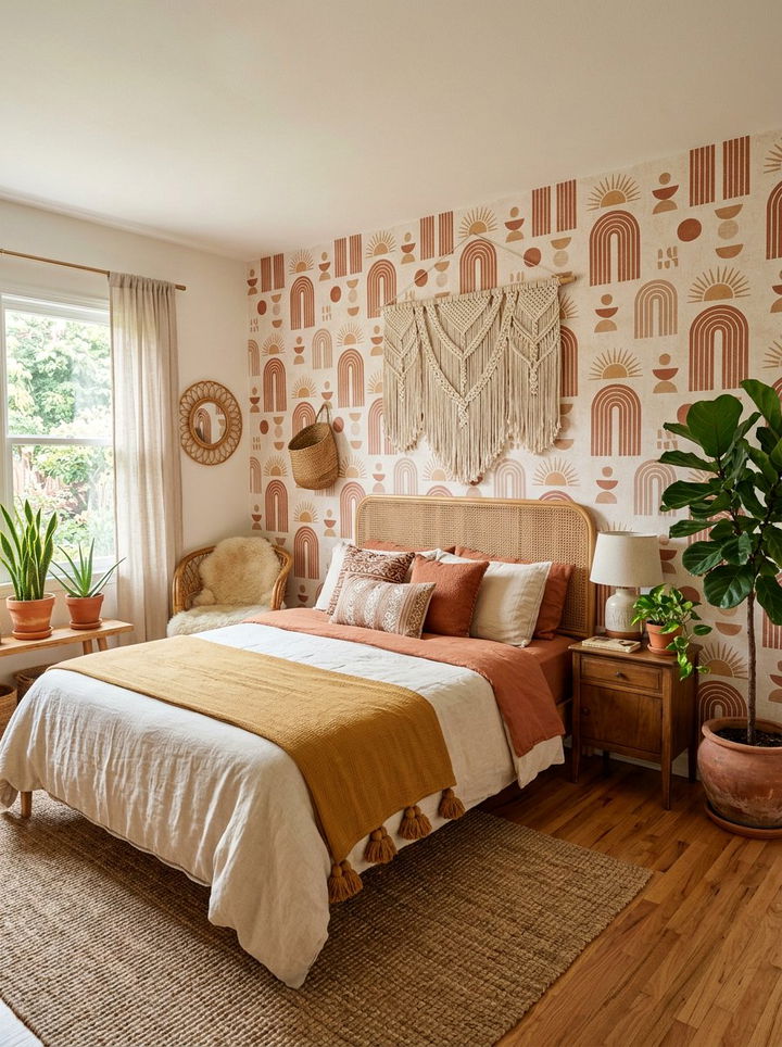 Boho Sun Arch Wallpaper - 30 bedroom peel and stick wallpapers