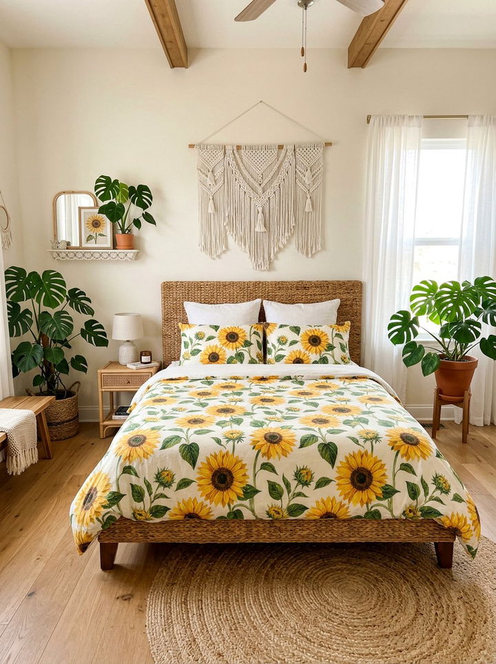 Boho Sunflower Bedroom - 30 sunflower bedroom ideas