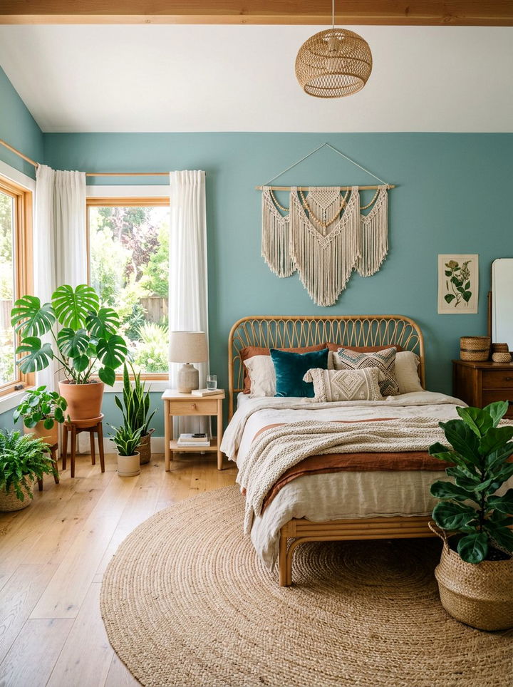 Boho Teal Bedroom - 30 cool teal bedroom ideas