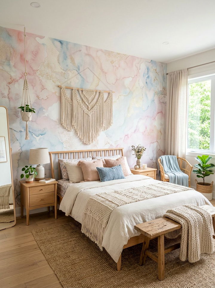 Boho Watercolor Wallpaper - 30 bedroom wallpapers