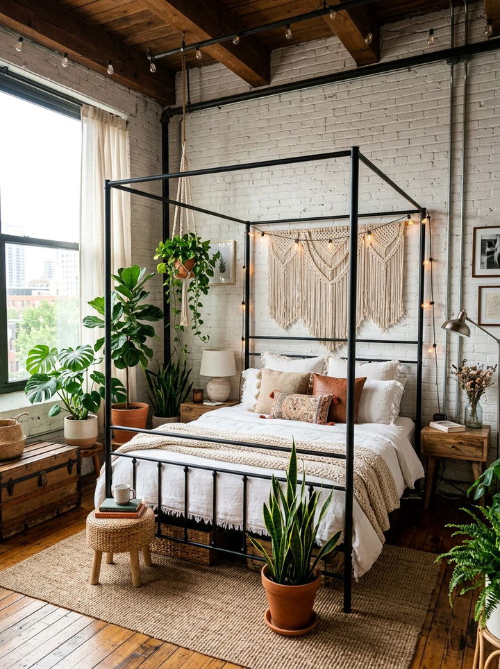 Boho White Industrial Bedroom - 30 industrial white bedroom ideas