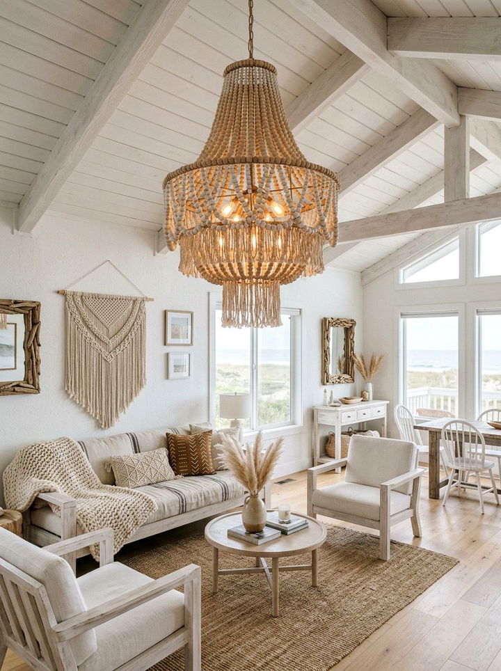 Boho Wood Bead Chandelier - 30 bedroom chandeliers
