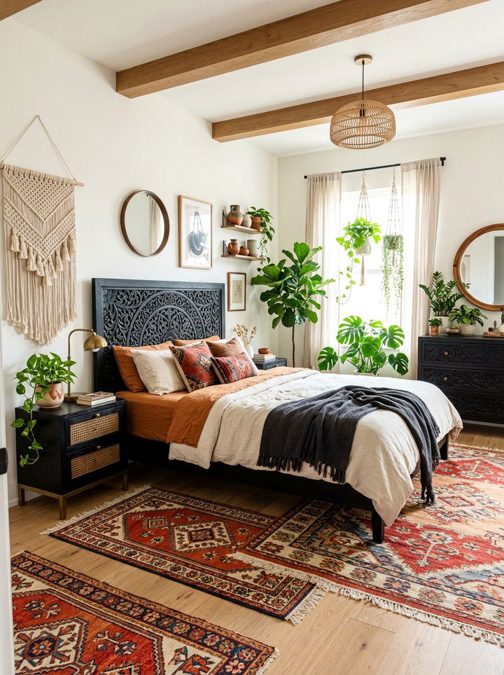 Boho bedroom black wood furniture - 30 bedroom black furniture ideas