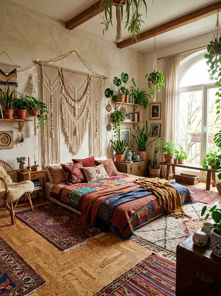 Boho bedroom cork floor - 30 bedroom cork flooring ideas