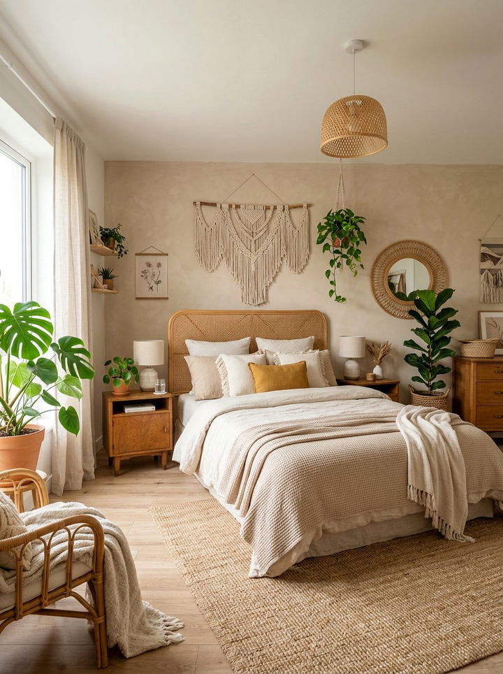 Boho beige bedroom - 30 beige bedroom design ideas