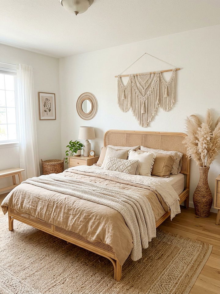Boho beige bedroom - 30 rustic beige bedroom ideas