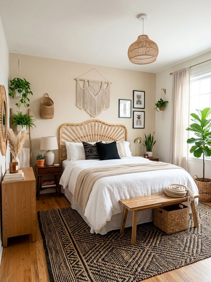 Boho black and beige bedroom - 30 black and beige bedroom color combo