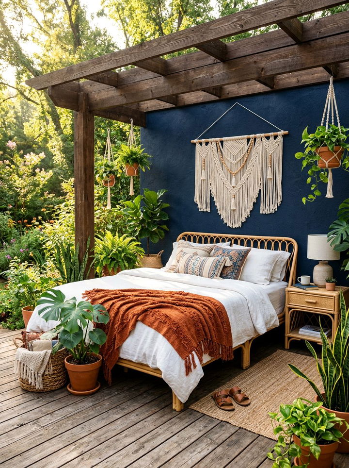 Boho burnt orange and navy blue bedroom - 30 burnt orange and navy bedroom ideas