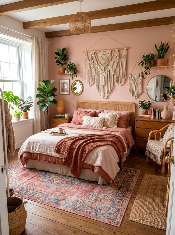 Boho chic pink bedroom - 30 pale pink bedroom ideas