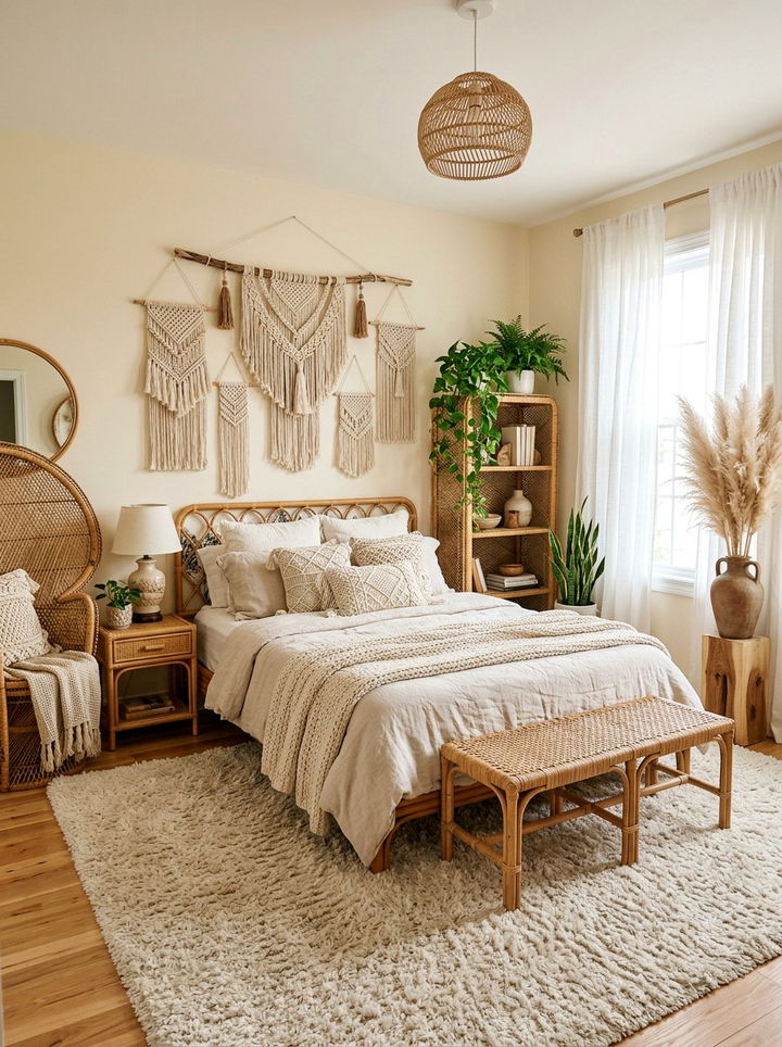 Boho cream bedroom - 30 modern cream bedroom ideas