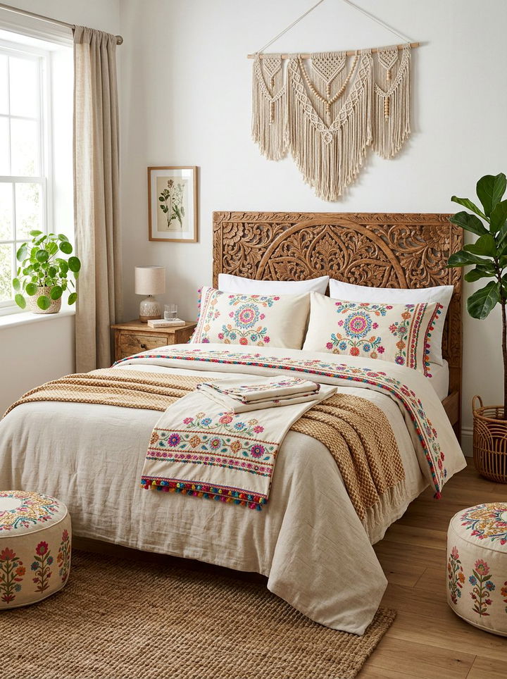Boho embroidered sheets - 30 bedroom sheet sets