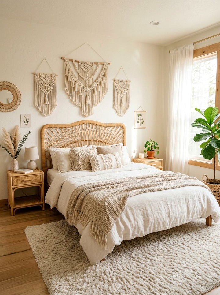 Boho ivory bedroom - 30 off-white bedroom ideas
