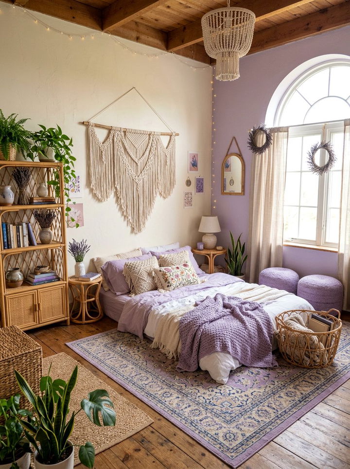 Boho lavender bedroom style - 30 pastel lavender bedroom ideas