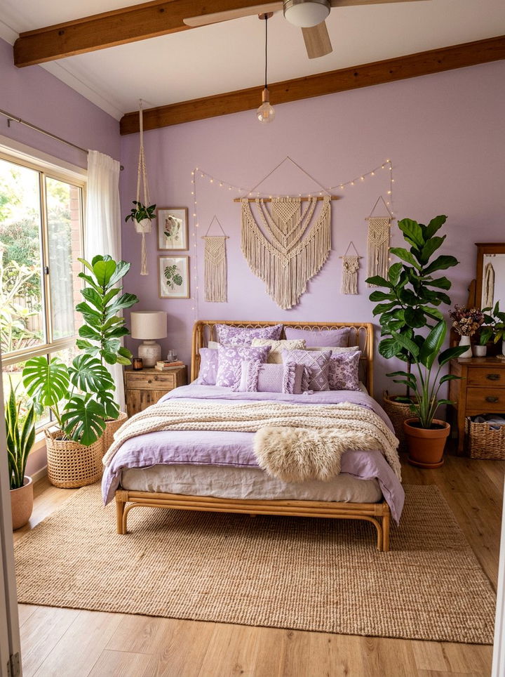Boho lilac bedroom decor - 30 lilac bedroom ideas