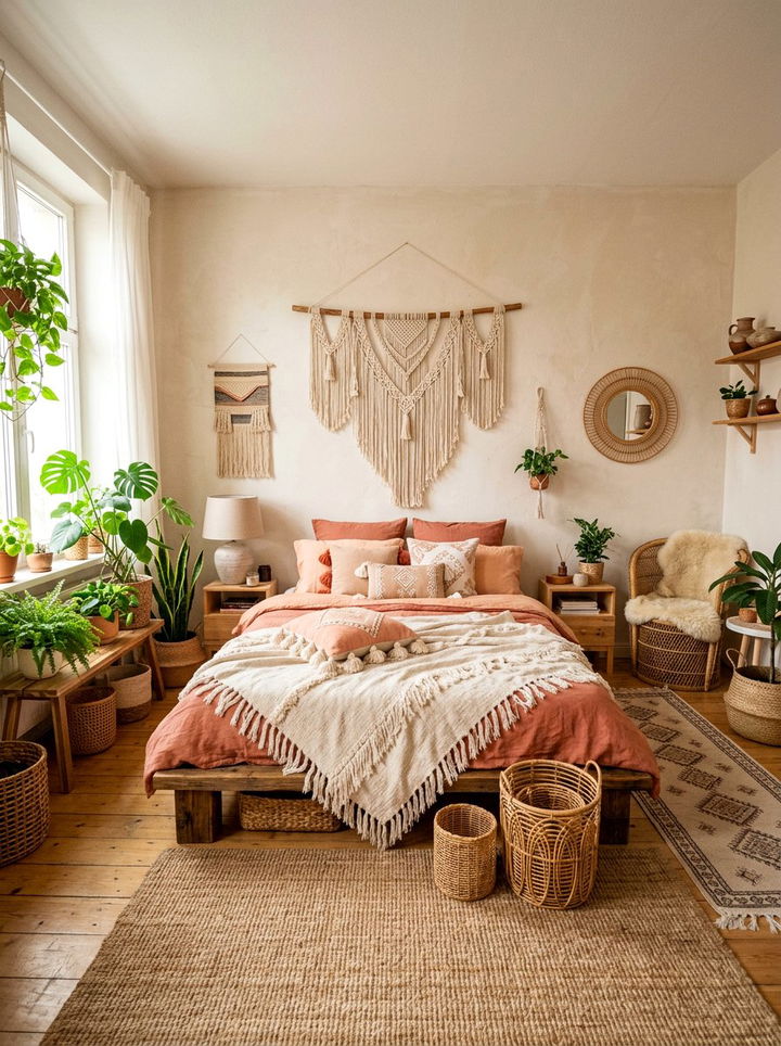 Boho peach bedroom - 30 peach bedroom ideas