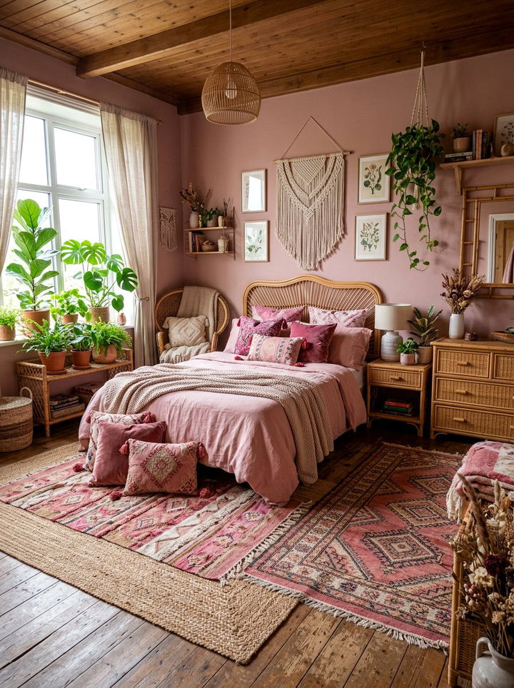 Boho rose pink bedroom - 30 rose pink bedroom ideas