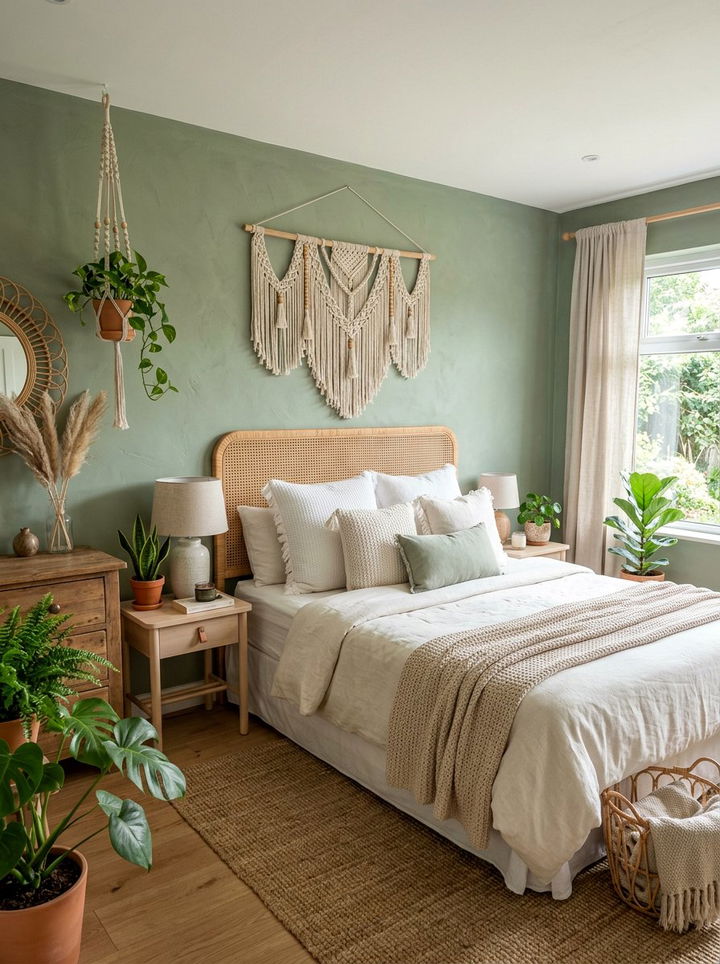 Boho sage bedroom - 30 sage and white bedroom ideas