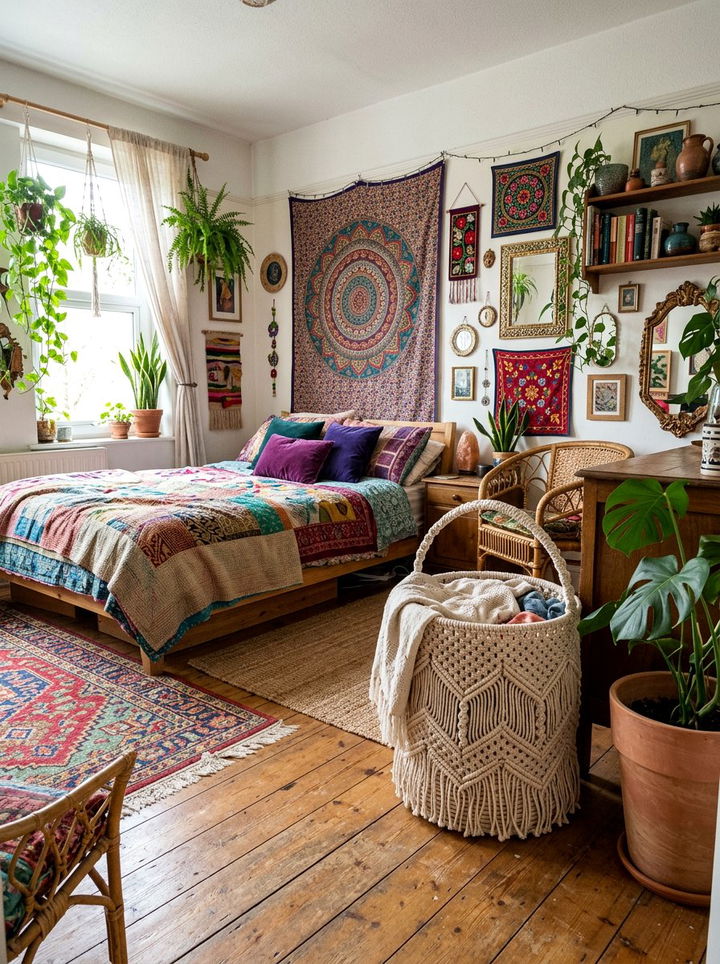 Boho style macrame laundry basket - 30 bedroom laundry baskets