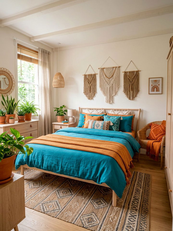 Boho teal and orange bedroom decor - 30 teal and orange bedroom color combo