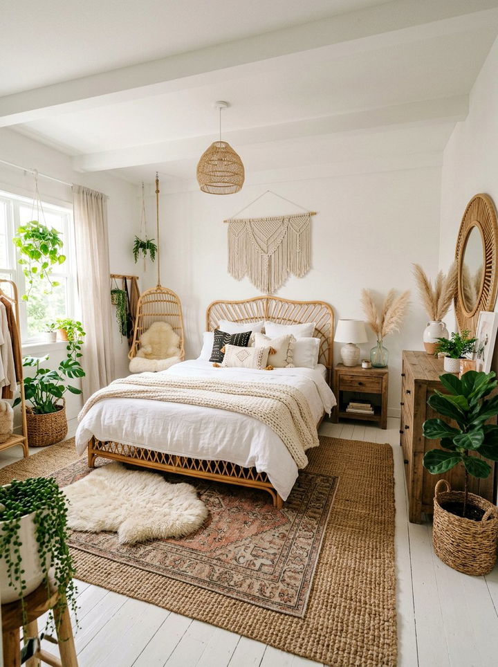 Boho white bedroom - 30 milky white bedroom ideas