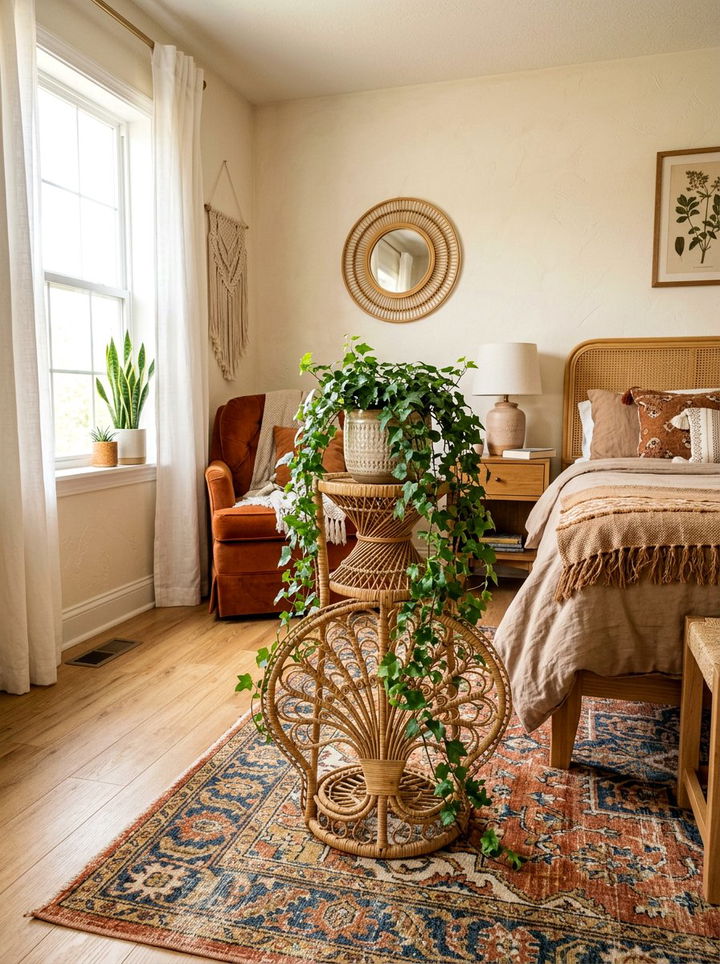 Boho wicker plant stand - 30 bedroom plant stands