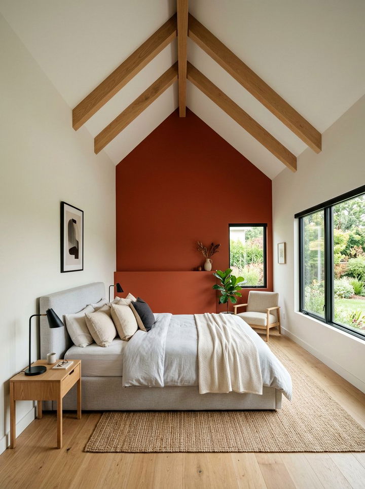 Bold Accent Wall Color - 30 sloped ceiling bedroom ideas