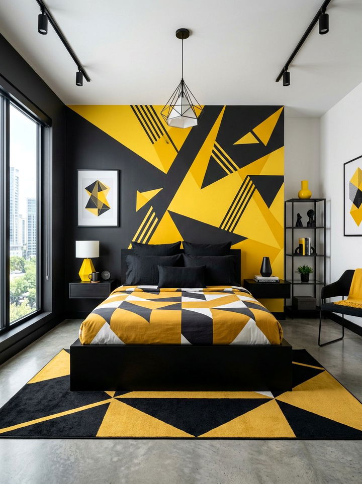 Bold Geometric Bedroom - 30 bedroom bed making ideas