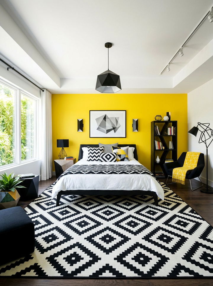 Bold Geometric Pattern Bedroom - 30 maximalist bedroom ideas