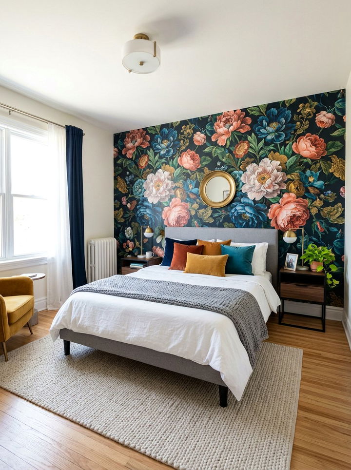 Bold Wallpaper Accent Wall - 30 celebrity bedroom ideas