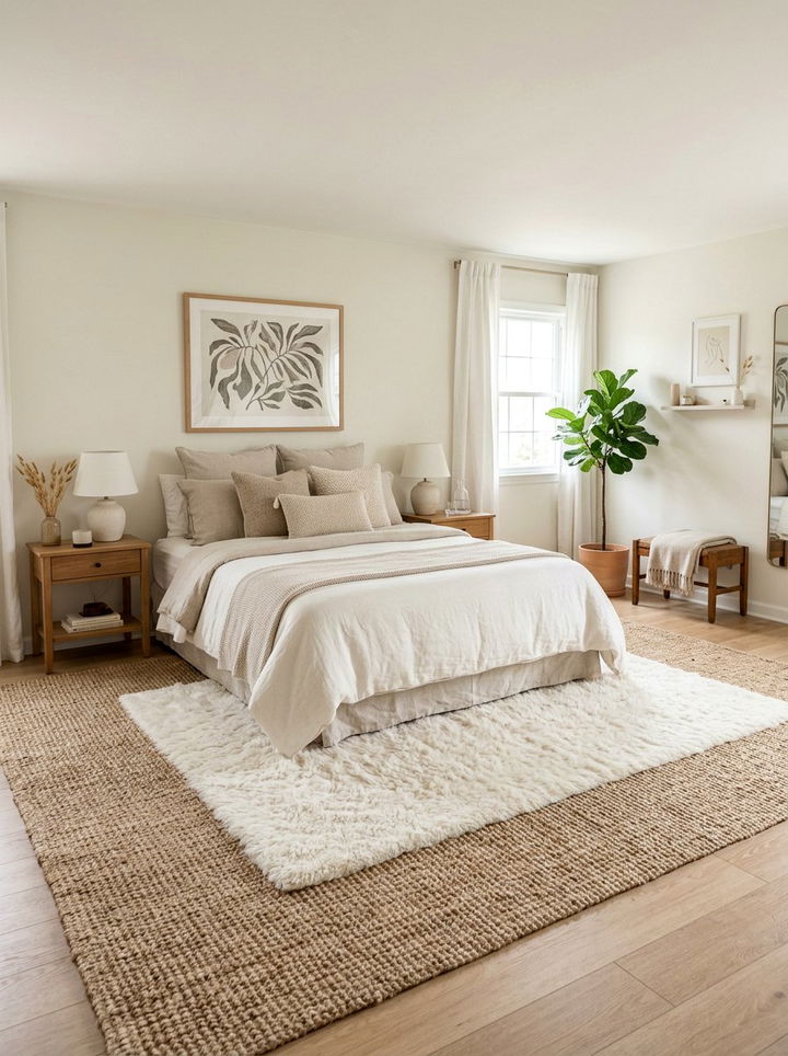 Bone White Bedroom With Layered Rugs - 30 bone white bedroom ideas