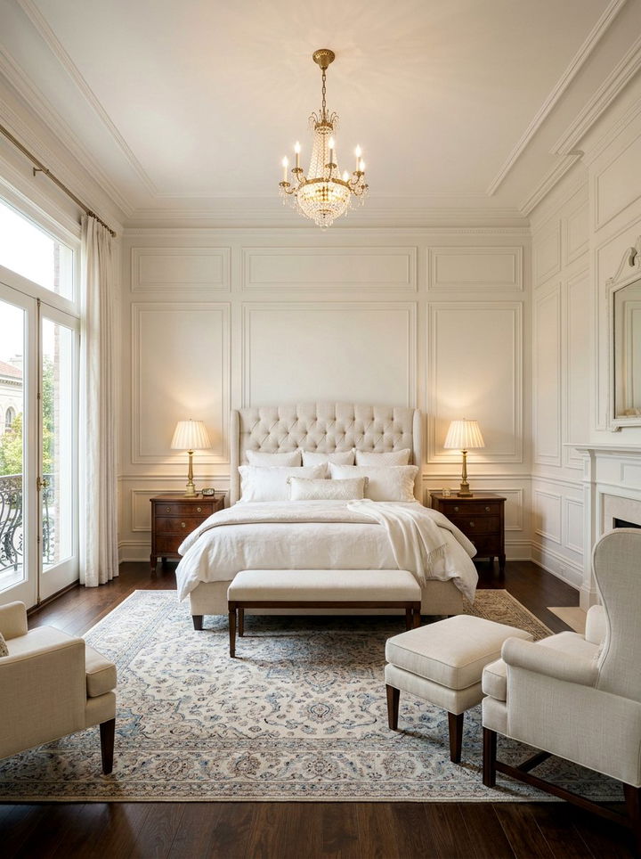 Bone White Bedroom With Wall Molding - 30 bone white bedroom ideas