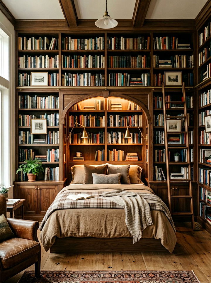 Bookcase wall - 30 bedroom feature wall ideas