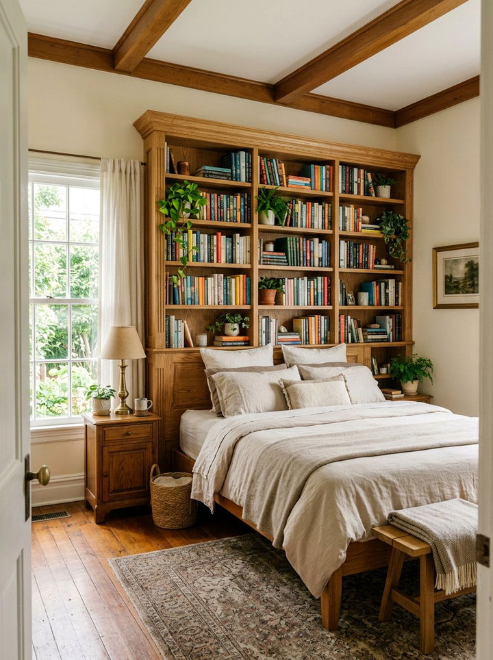 Bookshelf Headboard - 30 bedroom storage headboards