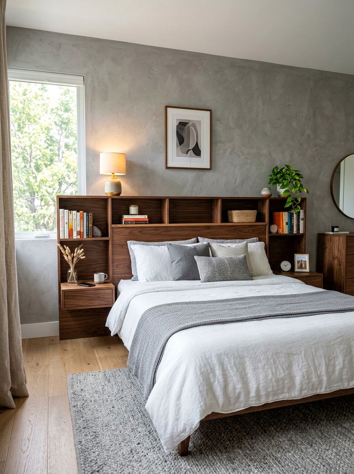 Bookshelf Integrated Into Headboard - 30 bedroom bookshelf ideas