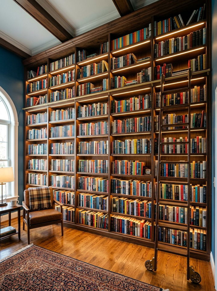 Bookshelf LED Strip - 30 bedroom LED lighting ideas