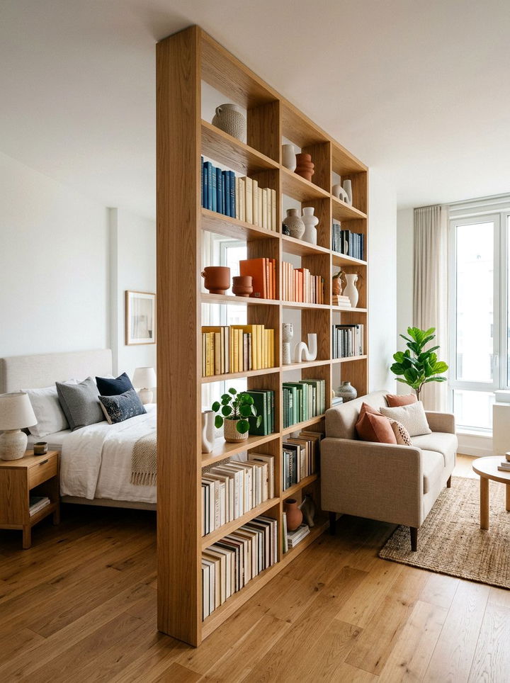 Bookshelf Partition - 30 bedroom room dividers