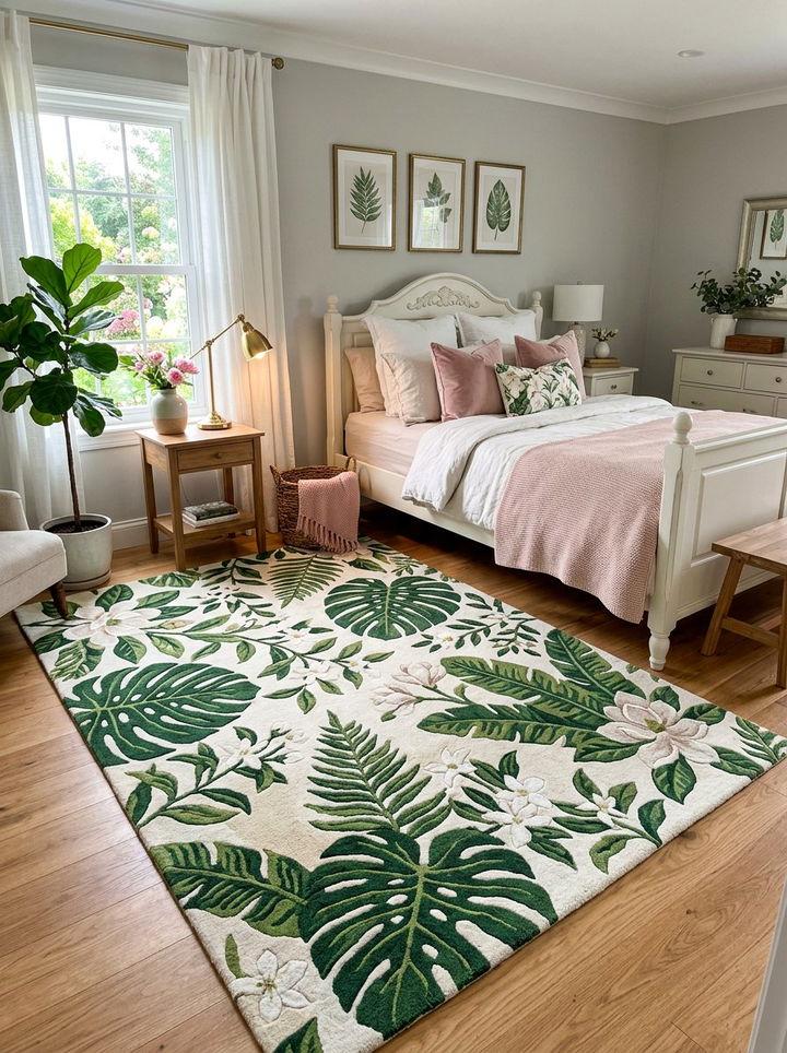 Botanical Floral Bedroom Rug - 30 bedroom rugs