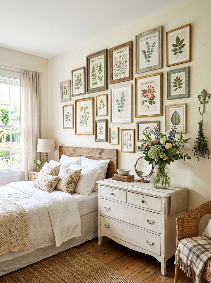 Botanical Wall Art - 30 shabby chic bedroom ideas