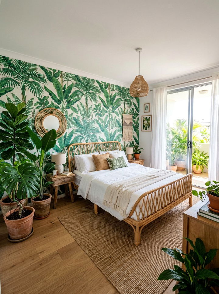 Botanical Wallpaper Green Accent Wall - 30 emerald green accent wall bedroom