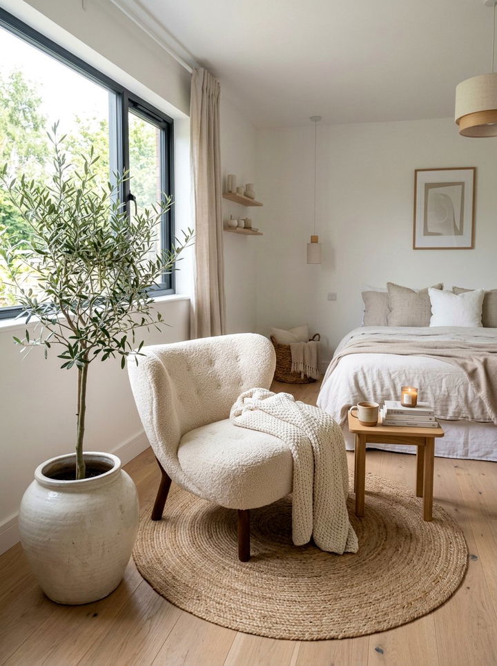 Boucle Accent Chair - 30 bedroom reading chairs