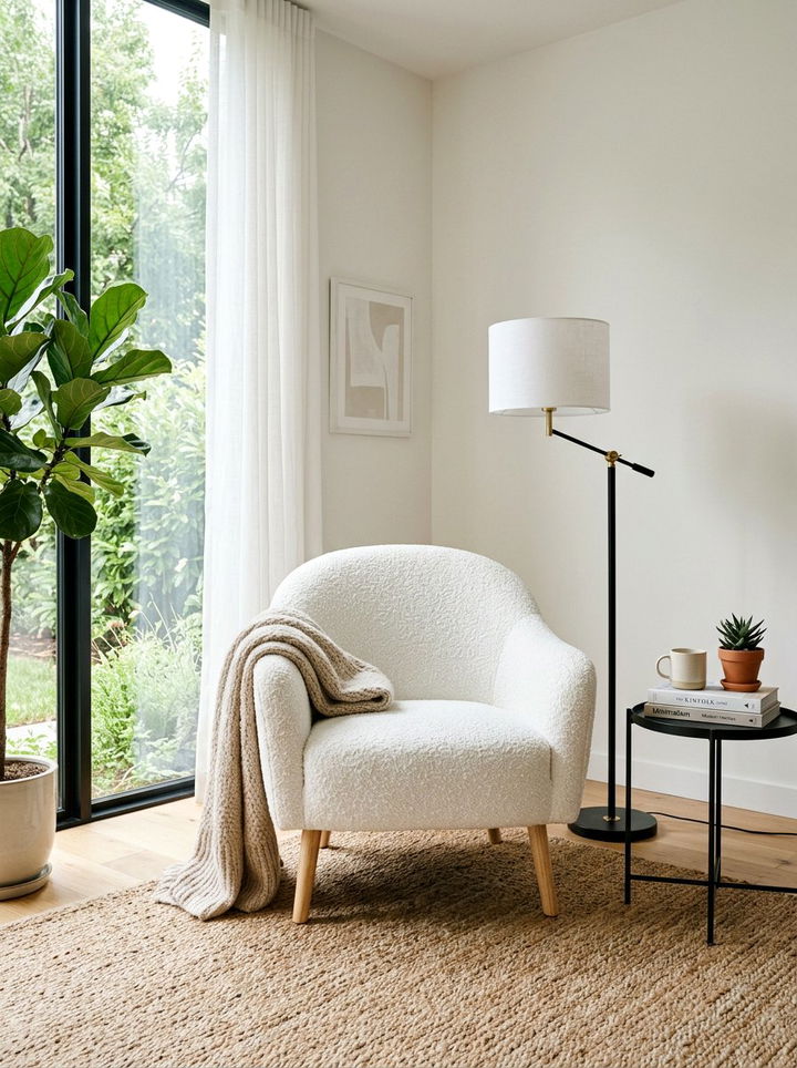 Boucle Accent Chair - 30 bedroom soft settings