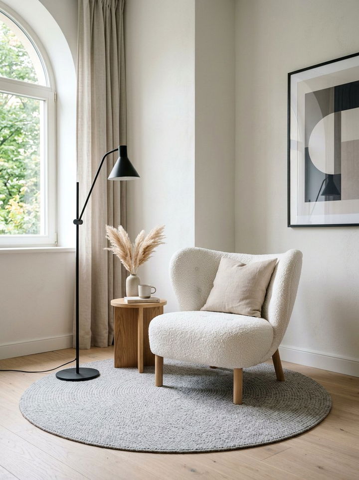 Boucle Accent Chair - 30 plush bedroom ideas